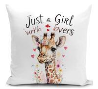 HUASHUZI Girafe Housse de Coussin 40x40 cm Femme Cadeau Girafe Accessoires canape Coussin decoratif Salon scandinave Housse Coussin pour canapé Chambre