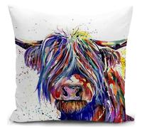 HUASHUZI Housse Coussin 40x40 Vache Cadeau Femme Coussin decoratif canape Highland Cow Decoration Salon