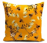 HUASHUZI Housse Coussin Exterieur 40x40 Abeille Decoration Cousin Salon de Jardin Exterieur canapé Abeille Jaune Cadeau Femme Chambre Deco Exterieur decoratif