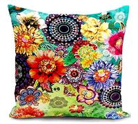 HUASHUZI Housse Coussin Exterieur 40x40cm Bunt Fleur Salon de Jardin Exterieur Deco pour canapé Deco scandinave Decoration