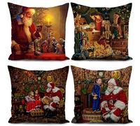 HUASHUZI Housse Coussin Noel Decoration Noel Deco intérieur Lot de 4 Christmas Cushion Covers Xmas Pillow Decorations pour Chambre, Chaise, Lit 40 x 40 cm