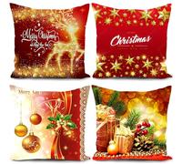 HUASHUZI Housse Coussin Noel Rouge Decoration Noel Deco intérieur Lot de 4 Christmas Cushion Covers Xmas Pillow Decorations pour Chambre, Chaise, Lit 40 x 40 cm