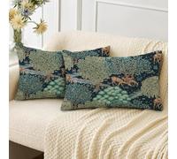 HUASHUZI Housse de Coussin 30 x 50 cm William Morris Lot de 2 Canapé Taie d'oreiller Douce pour Maison Salon Chambre Lit Clic Clac