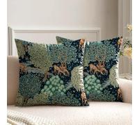 HUASHUZI Housse de Coussin 40 x 40 cm William Morris Lot de 2 Canapé Taie d'oreiller Douce pour Maison Salon Chambre Lit Clic Clac