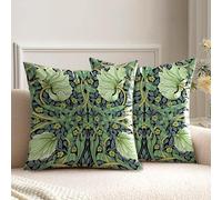 HUASHUZI Housse de Coussin 40 x 40 cm William Morris Lot de 2 Canapé Taie d'oreiller Douce pour Maison Salon Chambre Lit Clic Clac