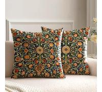 HUASHUZI Housse de Coussin 45 x 45 cm William Morris Lot de 2 Canapé Taie d'oreiller Douce pour Maison Salon Chambre Lit Clic Clac