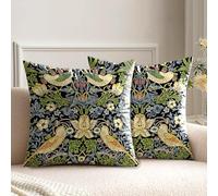 HUASHUZI Housse de Coussin 45 x 45 cm William Morris Lot de 2 Canapé Taie d'oreiller Douce pour Maison Salon Chambre Lit Clic Clac