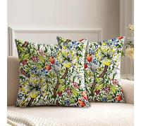 HUASHUZI Housse de Coussin 50 x 50 cm William Morris Lot de 2 Canapé Taie d'oreiller Douce pour Maison Salon Chambre Lit Clic Clac