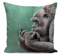 HUASHUZI Housse de Coussin canape Decoration Salon Gorille Cadeau Femme Housse Coussin pour canapé 40x40 cm Chambre Deco Exterieur decoratif
