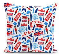 HUASHUZI Housse de Coussin canape London Decoration Salon Union Jack Cadeau Femme Housse Coussin pour canapé 45x45 cm Chambre Deco Exterieur decoratif