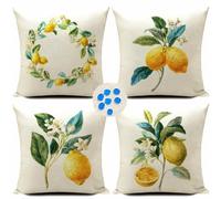 HUASHUZI Housse de Coussin citronnier Exterieur Impermeable Salon de Jardin Jaune Lemon Exterieur Coussin canape 40x40cm Coussins pour canapé Deco scandinave Decoration Lot de 4