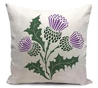HUASHUZI Housse de Coussin Thistle Ecosse Fleurs Cadeau Exterieur Salon de Jardin Vert Exterieur Coussin canape 40x40cm Coussins pour canapé Deco scandinave Decoration
