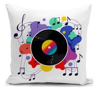 HUASHUZI Vinyle Housse de Coussin 40x40 cm Musique Vinyle Cadeau Accessoires canape Coussin decoratif Salon scandinave Housse Coussin pour canapé Chambre