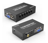 huasion Convertisseur VGA vers AV composite RCA S-Vidéo VGA Adaptateur de sortie pour ordinateur PC portable vers moniteur TV et projecteurs