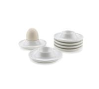 HUATEEN Coquetiers en Plastiques,6 PCS Support d'Œufs à la Coque, Blancs et Originaux, Résistants aux Fissures, Compatibles Lave-Vaisselle et Micro-Ondes - Idéal pour Famille, Restaurant et Banquet