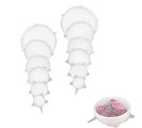 HUATEEN Couvercle Silicone Alimentaire,12 pcs Couvercle Etirable en Silicone Extensible Film Alimentaire Reutilisable Universel Film Etirable pour Micro Ondes Four Frigo Lave Vaisselle