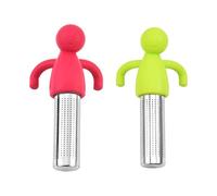 HUATEEN Infuseur à Thé Humanoïde Créatif-Boule à Thé en Acier Inoxydable,2 Pcs 304 avec Poignée PP,Filtre à Thé Réutilisable pour Tasse/Théière 10.8cm,Rouge+Vert-Accessoire de Détente