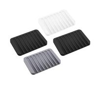 HUATEEN Porte-Savon,4 PCS Porte Savon en Silicone avec Évacuation Support Savon Boîte pour Douche Salle de Bain Cuisine,Égouttoir Savon,Nettoyage Facile Nettoyage Facile SéChage Rapide