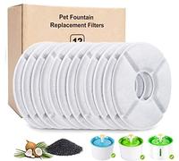 Huatek Lot de 12 filtres pour Fontaine à Eau de Chat, Filtre de Rechange pour Fontaine à Eau pour Chat, avec Peigne et Brosse de Nettoyage pour Fontaine d'eau