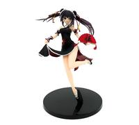 Huawealthy Tokisaki Kurumi Anime Figure Cheongsam Girl Double queue de cheval tenant l'éventail 23,5 cm Figurines Anime pour la maison, la bibliothèque, la décoration de bureau