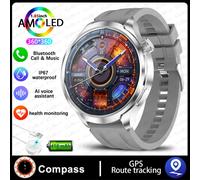 Huawei Gt5-Montre Intelligente De Dehors De Plein Air Pour Homme,Écran Amoled,Ndavid,Gps,Boussole,Ip68,Étanche,Bluetooth,Appel - Type Silver Silicone Band-For Huawei Gt5 Watch