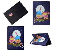 Huawei MediaPad T3 10 Coque Tablette 2017 - Cute Patterns Slim Coque Légère Etui de Protection en Cuir avec Fentes pour Cartes pour Huawei MediaPad T3 10 Tablette 9.6 Pouces 2017-Couple Owl