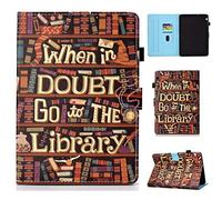 Huawei MediaPad T3 10 Coque Tablette 2017 - Cute Patterns Slim Coque Légère Etui de Protection en Cuir avec Fentes pour Cartes pour Huawei MediaPad T3 10 Tablette 9.6 Pouces 2017-Library