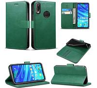 Huawei P Smart 2019 / Honor 10 Lite Coque, Premium PU Cuir Flip Wallet Phone Case Cover with Magnetic Closure Stand Holder for Huawei P Smart 2019 / Honor 10 Lite (Dark Green)