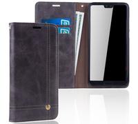 Huawei P20 Pro Étui de Portable Housse Sac Rabattable Portefeuille Coque Gris