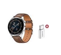 HUAWEI WATCH 3 Montre Connectée 4G, Écran tactile AMOLED, Suivi de la santé en continu, Appels eSIM, GPS, 14 jours d'autonomoie, Fonctionne avec iOS et Android, Bracelet en Cuir Brun