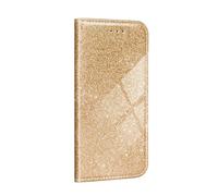 Huawei Y6p Coque Étui Portefeuille Floral Pailleté Or Neuf