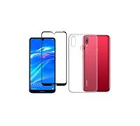 Huawei Y7 2019 Protection intégrale 360 degres : Coque Gel de Protection en TPU Invisible arrière Transparente ET Protection écran Full Cover Noir -