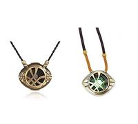 HUAWELL 2 pièces Dr Cosplay Costume étrange Collier œil d'Agamotto Accessoire de costume Pendentif Pierre phosphorescente, Zinc