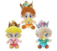 HUAWELL Mario All Star Collection Peach Daisy Roslina Princes Lot de 3 poupées en peluche pour Noël, Nouvel An, anniversaire (17 cm)