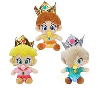 HUAWELL Mario All Star Collection Peluche, Daisy, Roslina, Princesses, Cadeau pour Noël, Nouvel An, Anniversaire, 17 cm, 3 Pièces