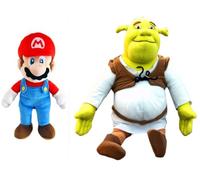 HUAWELL Mario All Star Collection Peluche en peluche de 24,1 cm avec poupée Shrek 38,1 cm Cadeau pour Noël, anniversaire, Nouvel An