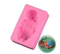 HuaXi 1 Pièce Moule Pour Dormir Bébé Moule Gâteau Ange Silicone Pour La Décoration De Gâteau De Fête D'Anniversaire Douche De Bébé, Rème Glacée Bricolage, Décoration Moule à Gâteau Au Chocolat (Rose)