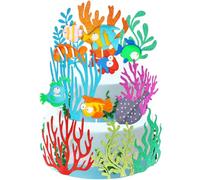 Huaxintoys Animaux Océan Décorations de Gâteaux, D'algues Gâteaux Glitter Decoration, 3D D'animaux Marins, Décoration Gâteau Thème Océan pour Thème Océan Fête D'anniversaire Topper (16 Pièces)