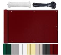 HUAXIQUE Brise Vue pour Balcon Couverture de confidentialité Écran Résistance à la déchirure avec Trous et Serre-câbles aux Intempéries Cache Balcon Protection UV Rouge vin 90x250cm