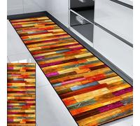 HUAXIQUE Paillasson Entree Exterieur Rouge JauneAcile à Nettoyer ModerneLavable Antiderapant Motifs Long Tapis Moderne Géométrique pour Les Chambres Adulte Fille Garcon Ado 50x140cm Style M