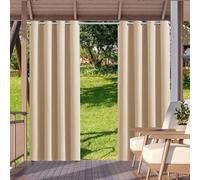 HUAXIQUE Rideau D'extérieur Imperméable Protection Anti-UV avec œillets résistant aux intempéries Opaque Convient aux Terrasses Pergolas Jardins Tonnelles Rideau Exterieur B132XH245cm Couleurs crème