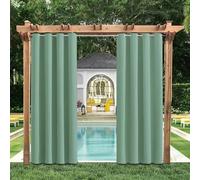 HUAXIQUE Rideau Exterieur Protection Anti-UV avec œillets résistant aux intempéries Opaque Convient aux Terrasses Pergolas Jardins Tonnelles Rideau Exterieur B86XH137cm Vert Menthe