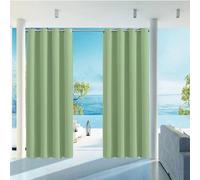 HUAXIQUE Rideau Exterieur Protection Anti-UV avec œillets résistant aux intempéries Opaque Convient aux Terrasses Pergolas Jardins Tonnelles Rideau Exterieur B132XH213cm Vert Clair