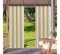 HUAXIQUE Rideaux d'extérieur imperméable Opaque Protection Anti-UV avec œillets Protection Solaire Rideaux d'extérieur pour Terrasse Balcon Pergolas B90xH200cm Beige