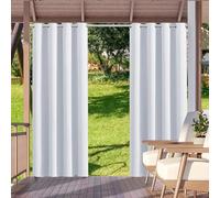 HUAXIQUE Rideaux d'extérieur imperméable Opaque Protection Anti-UV avec œillets Protection Solaire Rideaux d'extérieur pour Terrasse Balcon Pergolas B300xH200cm Blanc