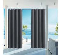 HUAXIQUE Rideaux d'extérieur imperméable Opaque Protection Anti-UV avec œillets Rideau Occultant Exterieur pour Terrasse Balcon Pergolas B210xH200cm Gris foncé