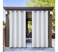 HUAXIQUE Rideaux Extérieur Terrasse Blanc Occultant Décoration Extérieur Coupe-Vent Protection Solaire Rideau pour Pergola pour Patio Pergola Porche Terrasse Jardins 335L X 200H cm (1 Panneaux)