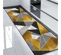 HUAXIQUE Tapis de Bain Gris Anti Taches ModerneLavable Antiderapant Motifs Long Tapis Moderne Géométrique pour Cuisine Salon Couloir Tapis Chambre 60x120cm Stile P