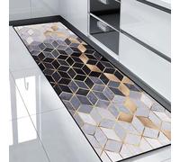 HUAXIQUE Tapis de Cuisine Devant evier Gris Acile à Nettoyer Lavable Antiderapant Moderne Motifs Géométriques Tapis Couloir Long pour Cuisine Chambre Salon Entree 40x160cm Stile S