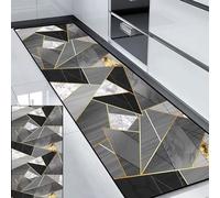 HUAXIQUE Tapis Salon Gris Acile à Nettoyer ModerneLavable Antiderapant Motifs Long Tapis Moderne Géométrique pour Cuisine Salon Couloir Tapis Chambre 50x100cm Style G